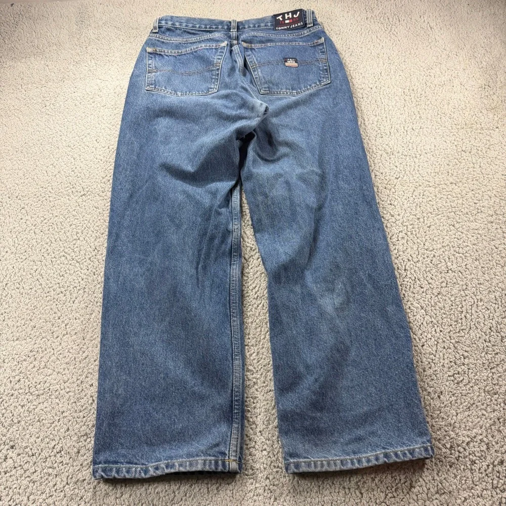 Vintage Tommy Hilfiger Jeans Mens 32x30 Blue Denim Wide Leg Baggy 90s Y2K THJ